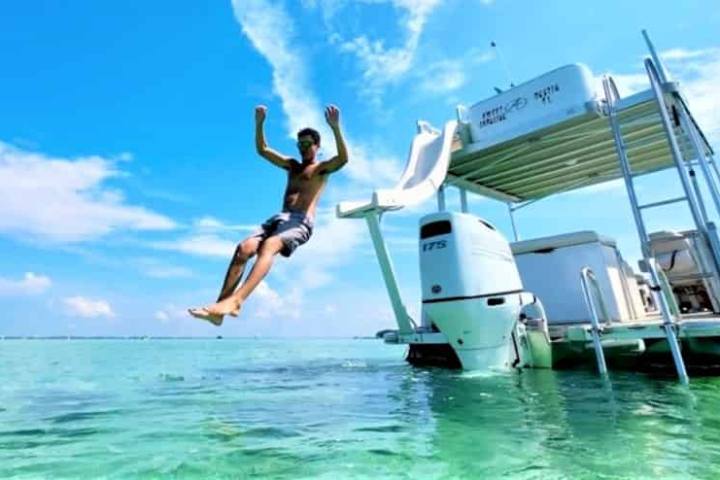a man swimming in the water