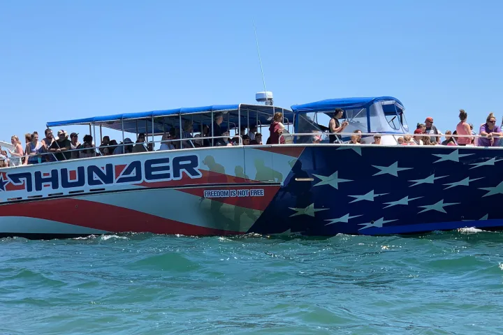 a large ship in the water