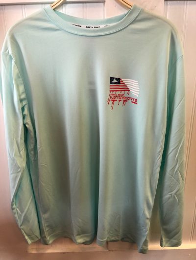 green long sleeve shirt with flag