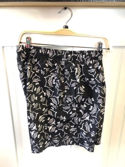 black shorts with fish