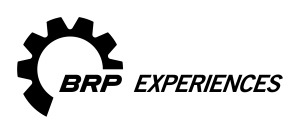 Logo with gear symbol and text 'BRP EXPERIENCES'.